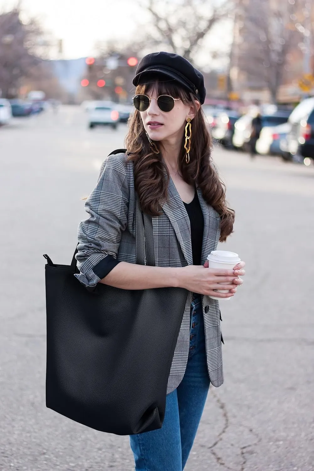 WLLWOO WLLWOO Soft PU Leather Tote Bag for Women Large Casual Hobo Handbags with Zipper Shoulder Work Bag Travel Purse