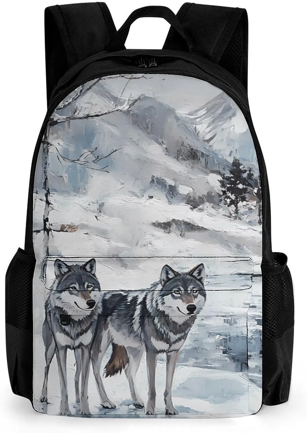 Wolf Wolves By The Stream Small Backpack Travel Bag Cute Back Packs Fashion Graphic Print Daypack