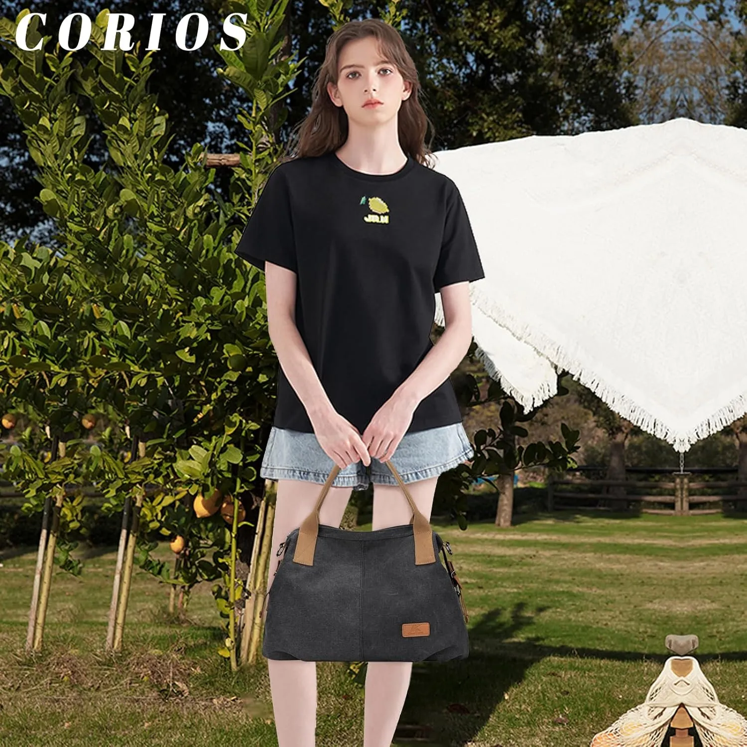 Women Canvas Shoulder Bag, Large Crossbody, Casual Handbag, Top Handle, Tote, Satchel, Messenger