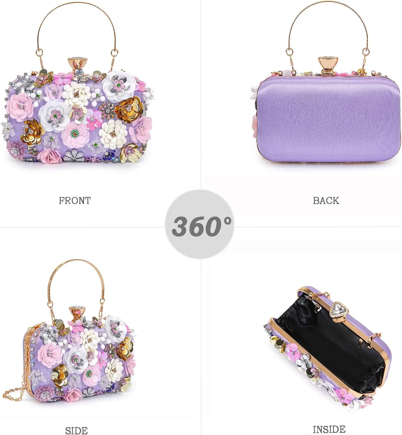 Women Clutches Flower Evening Handbag Chain Strap Shoulder Bag handbag Wedding bag purse