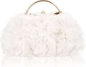 Women Clutches Purse Lace Formal Flower Evening Handbag Chain Strap Shoulder Bag