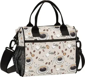 Women Cooler Bags Lunch Bag Reusable Insulated Lunch Bags Coffee Cups Spoon Crossbody with Shoulder Strap Adults S