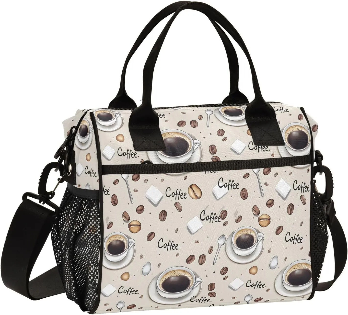 Women Cooler Bags Lunch Bag Reusable Insulated Lunch Bags Coffee Cups Spoon Crossbody with Shoulder Strap Adults S