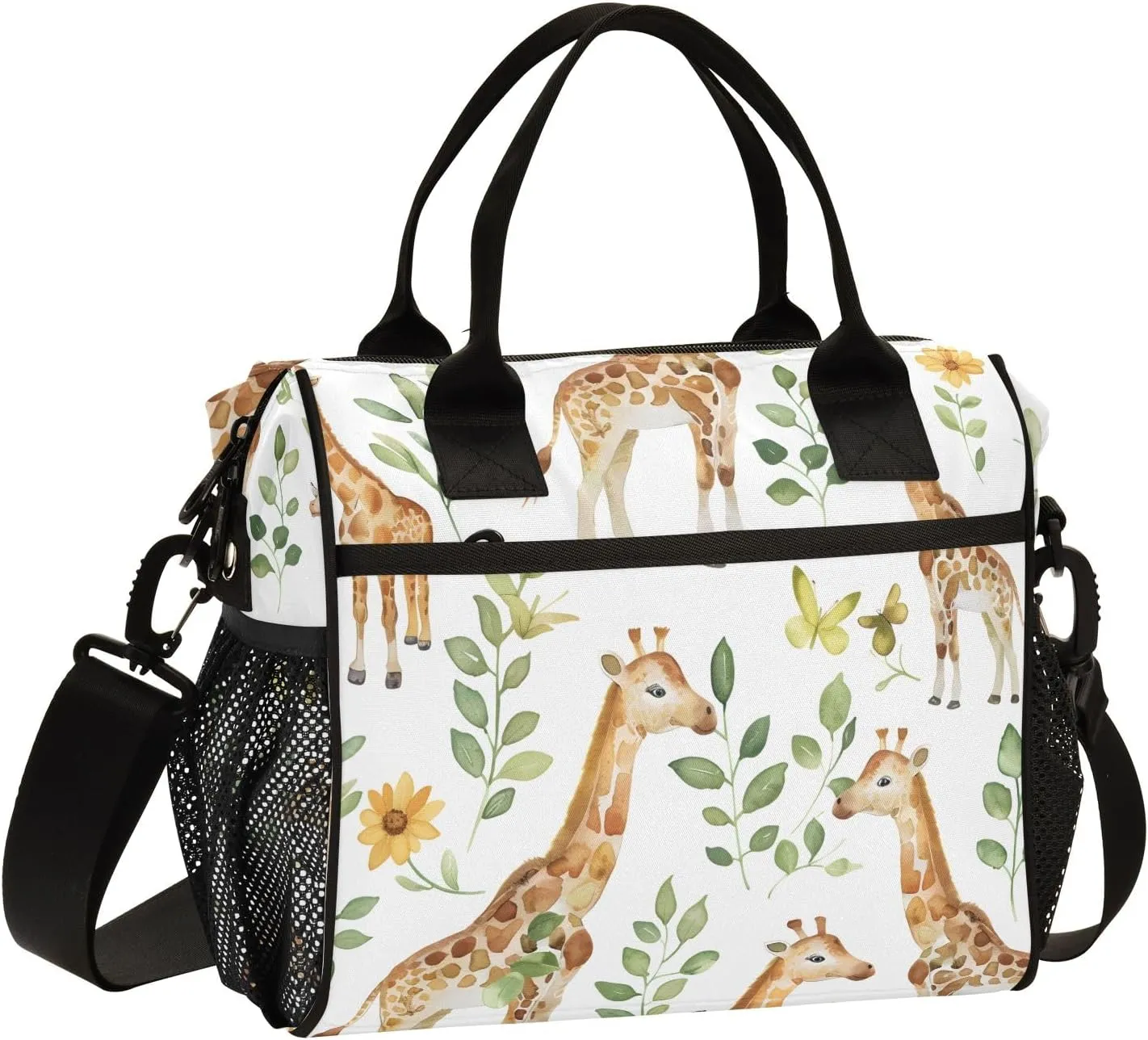 Women Cooler Bags Lunch Bag Reusable Insulated Lunch Bags Giraffis Herbaceous Crossbody with Shoulder Strap Adults S