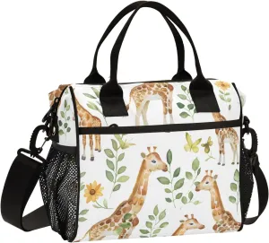 Women Cooler Bags Lunch Bag Reusable Insulated Lunch Bags Giraffis Herbaceous Crossbody with Shoulder Strap Adults S