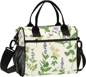 Women Cooler Bags Lunch Bag Reusable Insulated Lunch Bags Herbal Herbaceous Crossbody with Shoulder Strap Adults S