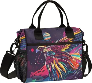 Women Cooler Bags Lunch Bag Reusable Insulated Lunch Bags Space Falcon Crossbody with Shoulder Strap Adults S