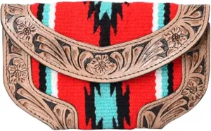 Women Cowhide Hairon and Tooled Leather Western Handmade Ladies Clutch Trifold Wallet