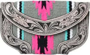 Women Cowhide Hairon and Tooled Leather Western Handmade Ladies Clutch Trifold Wallet