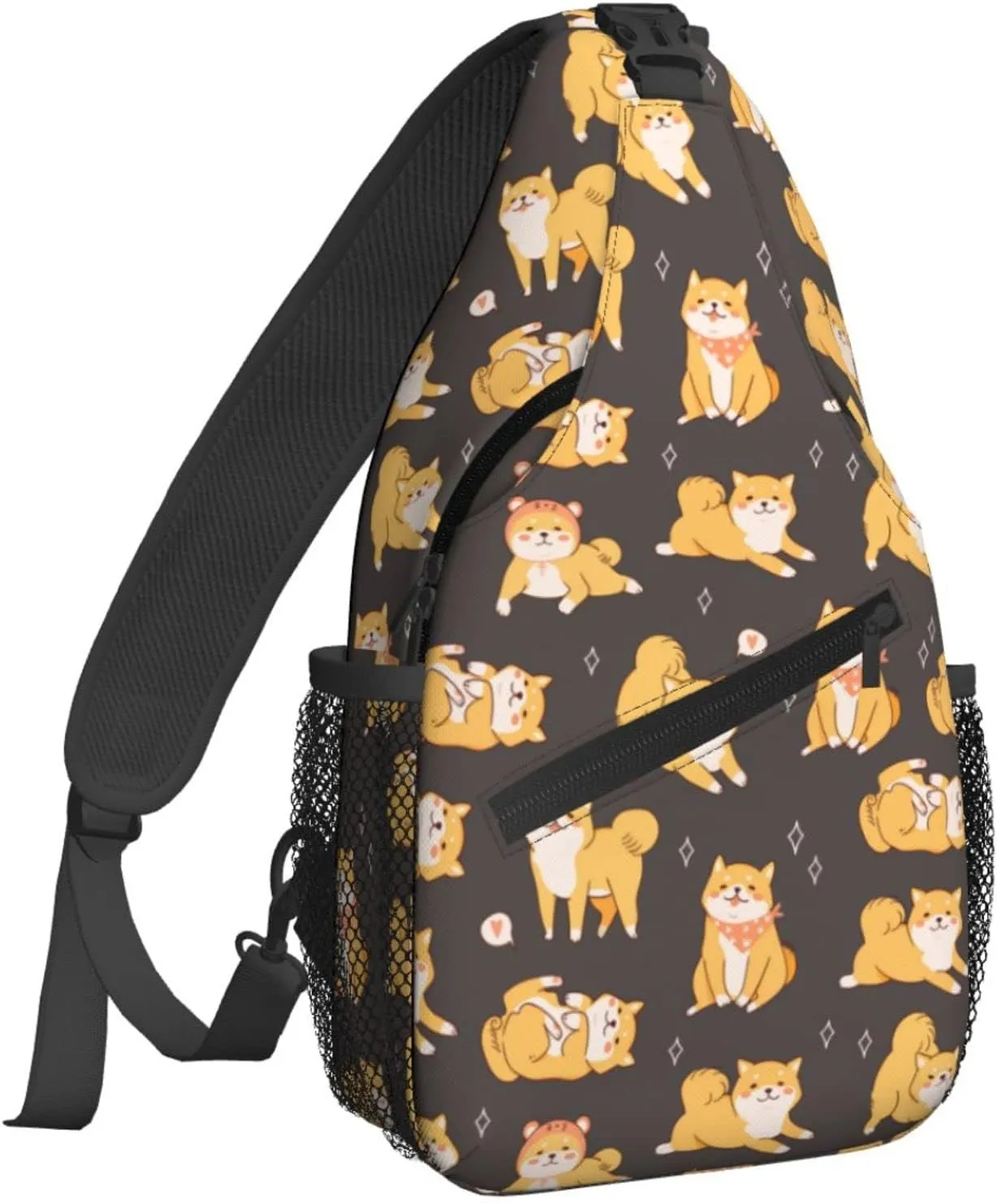 Women Cute Dogs Shiba Inu Crossbody Sling Backpack for Men Chest Bag Shoulder Bag Lightweight One Strap Backpack Travel Outdoor Daypack