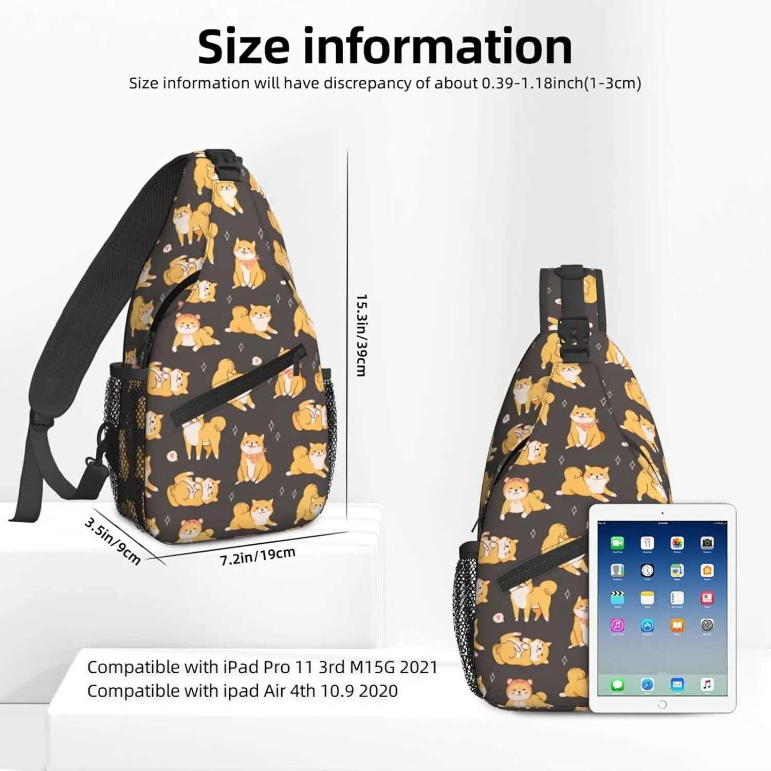 Women Cute Dogs Shiba Inu Crossbody Sling Backpack for Men Chest Bag Shoulder Bag Lightweight One Strap Backpack Travel Outdoor Daypack