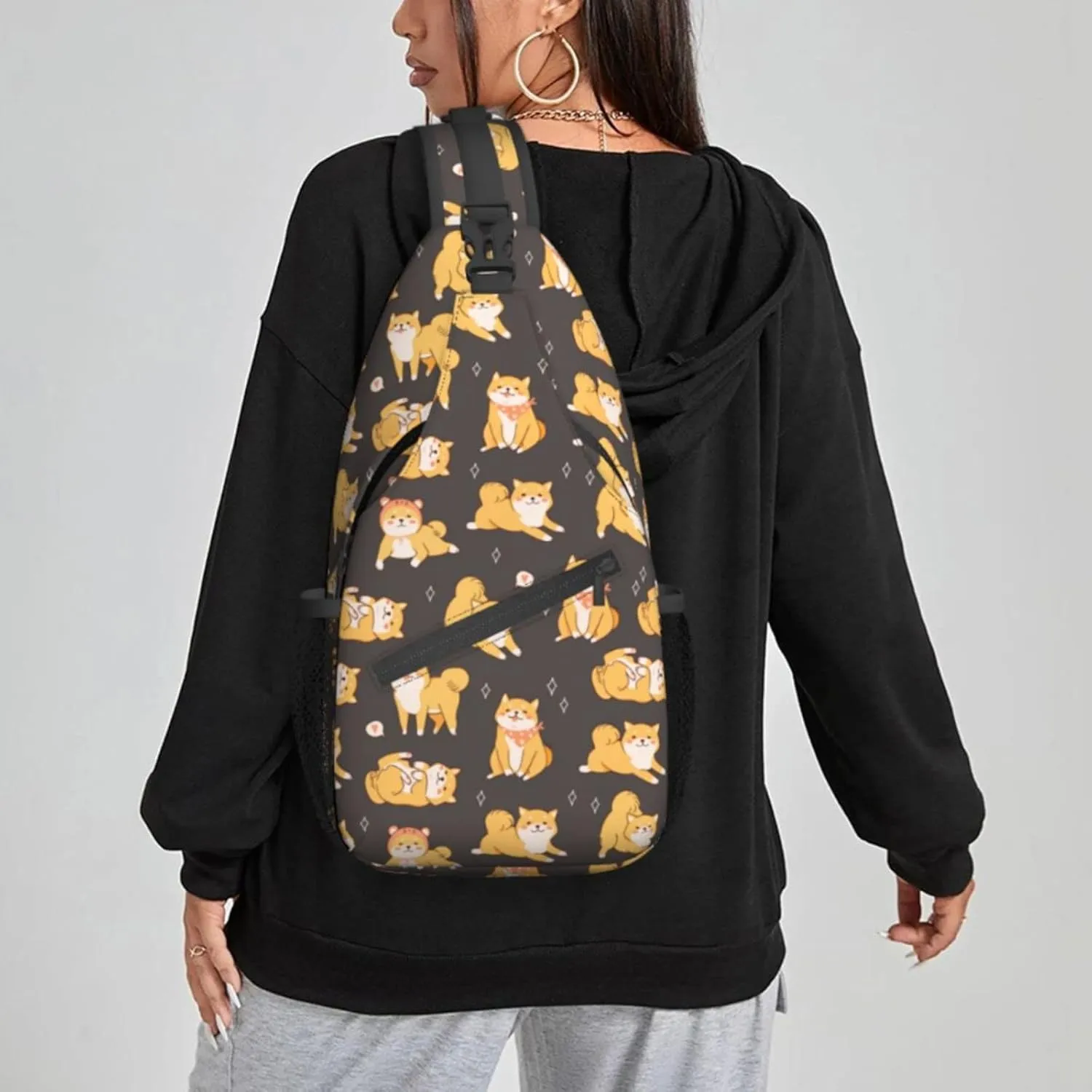 Women Cute Dogs Shiba Inu Crossbody Sling Backpack for Men Chest Bag Shoulder Bag Lightweight One Strap Backpack Travel Outdoor Daypack