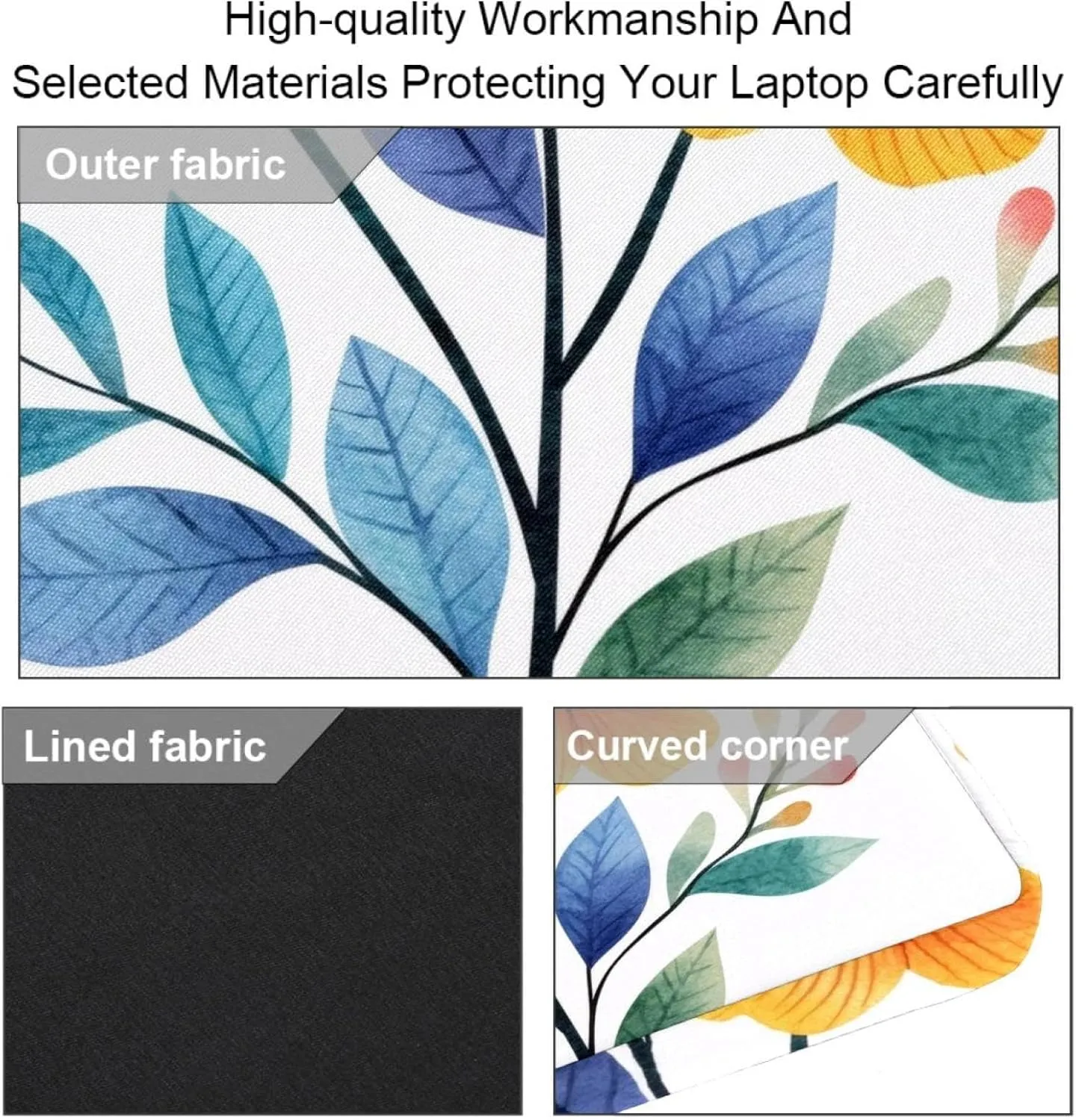 Women Laptop Bag Flowers and Birds Seamless Watercolor Pattern Laptop Computer Bag Work Tote Bag Shoulder Messenger Bag