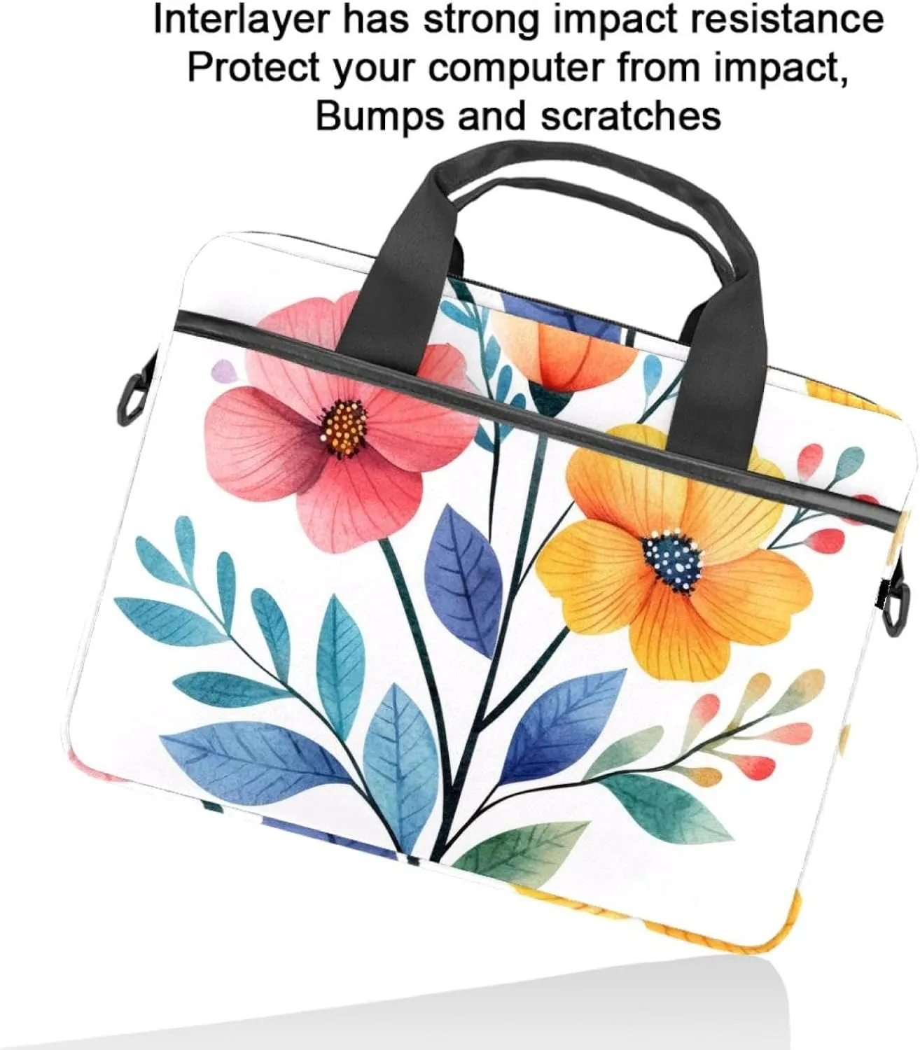 Women Laptop Bag Flowers and Birds Seamless Watercolor Pattern Laptop Computer Bag Work Tote Bag Shoulder Messenger Bag
