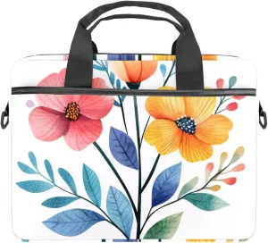 Women Laptop Bag Flowers and Birds Seamless Watercolor Pattern Laptop Computer Bag Work Tote Bag Shoulder Messenger Bag