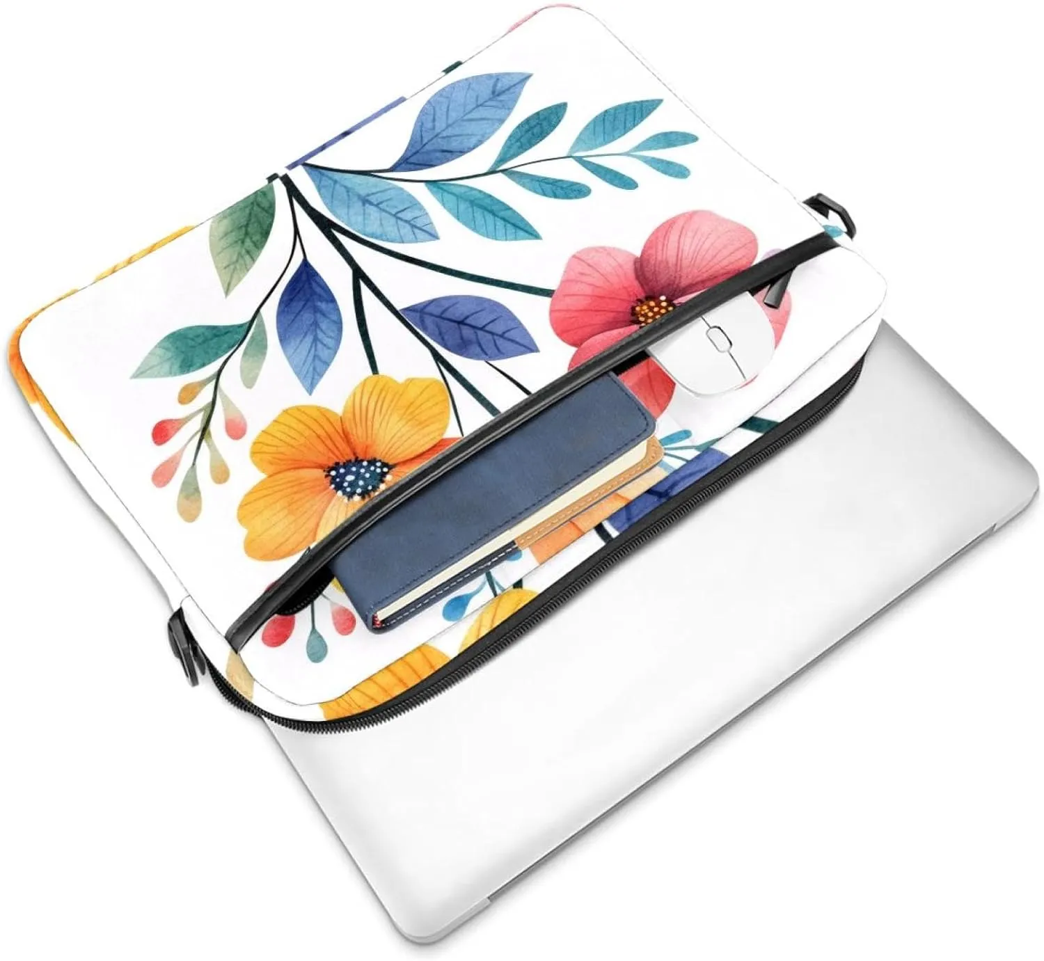Women Laptop Bag Flowers and Birds Seamless Watercolor Pattern Laptop Computer Bag Work Tote Bag Shoulder Messenger Bag
