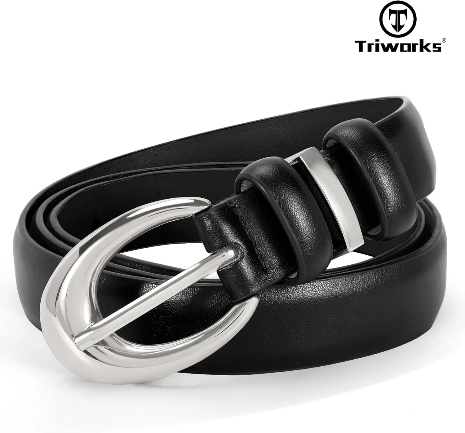 Women Leather Belt for Jeans Pants Fashion Ladies Skinny Faux Leather Dress belt with Gold Buckle