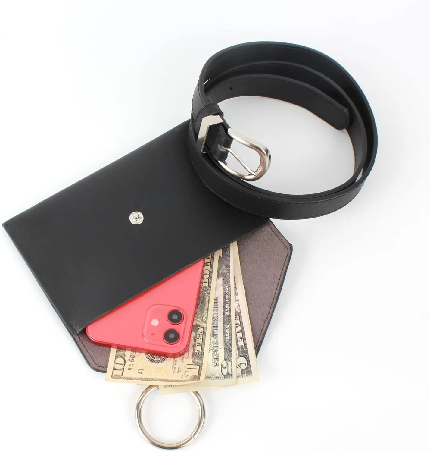 Women Mini Envelope Flap PU Leather Belt Waist Bag Chest Bag Clutch Cell Phone Purse
