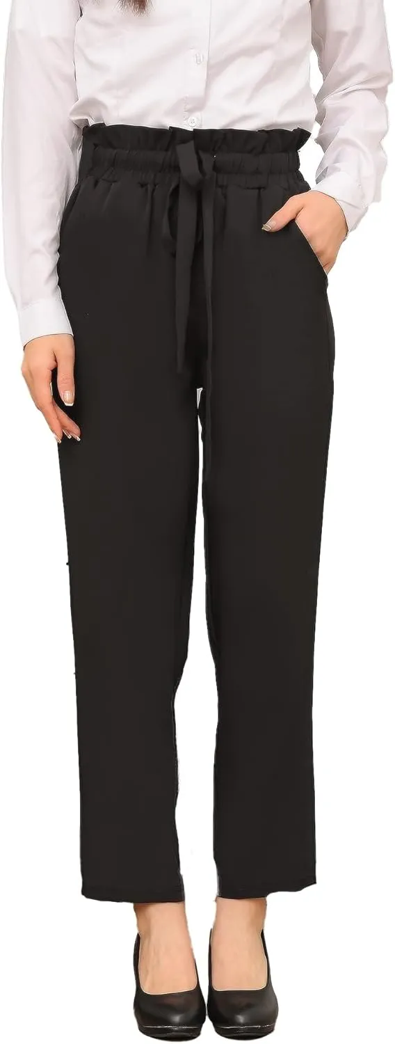 Women Pencil Pants, Women Casual, Paper Bag Waist Pants,Suitable for Wearing in Offices, Schools and Companies