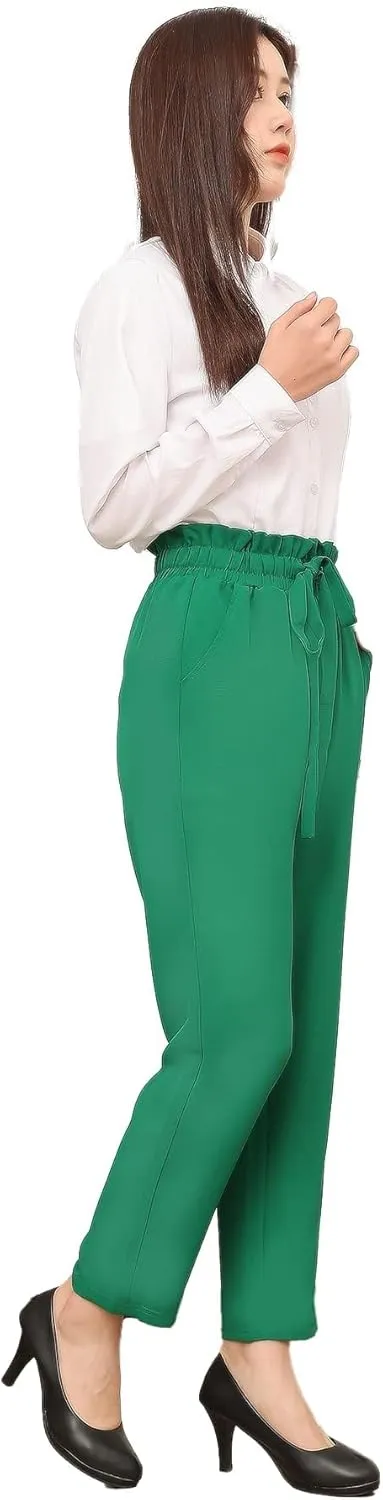 Women Pencil Pants, Women Casual, Paper Bag Waist Pants,Suitable for Wearing in Offices, Schools and Companies