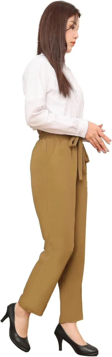 Women Pencil Pants, Women Casual, Paper Bag Waist Pants,Suitable for Wearing in Offices, Schools and Companies