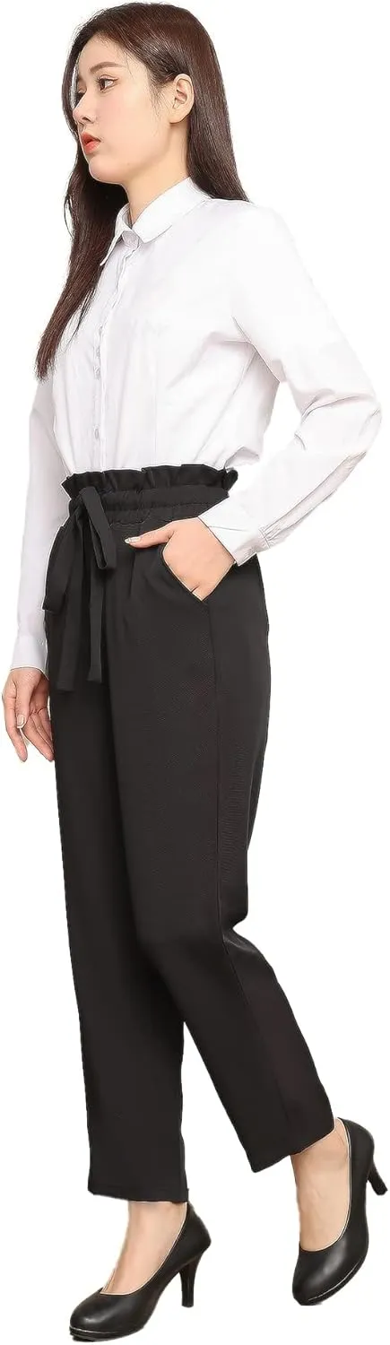 Women Pencil Pants, Women Casual, Paper Bag Waist Pants,Suitable for Wearing in Offices, Schools and Companies