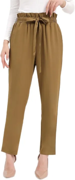 Women Pencil Pants, Women Casual, Paper Bag Waist Pants,Suitable for Wearing in Offices, Schools and Companies