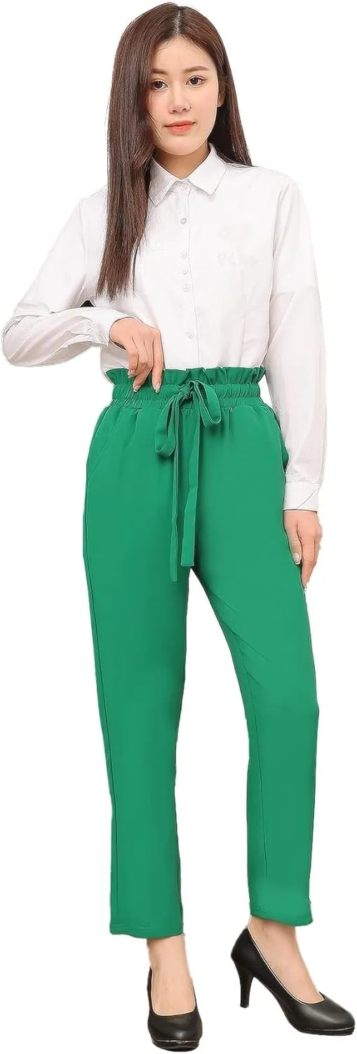 Women Pencil Pants, Women Casual, Paper Bag Waist Pants,Suitable for Wearing in Offices, Schools and Companies