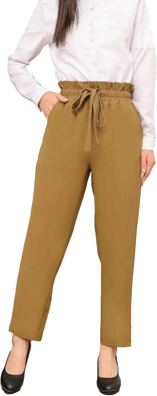 Women Pencil Pants, Women Casual, Paper Bag Waist Pants,Suitable for Wearing in Offices, Schools and Companies