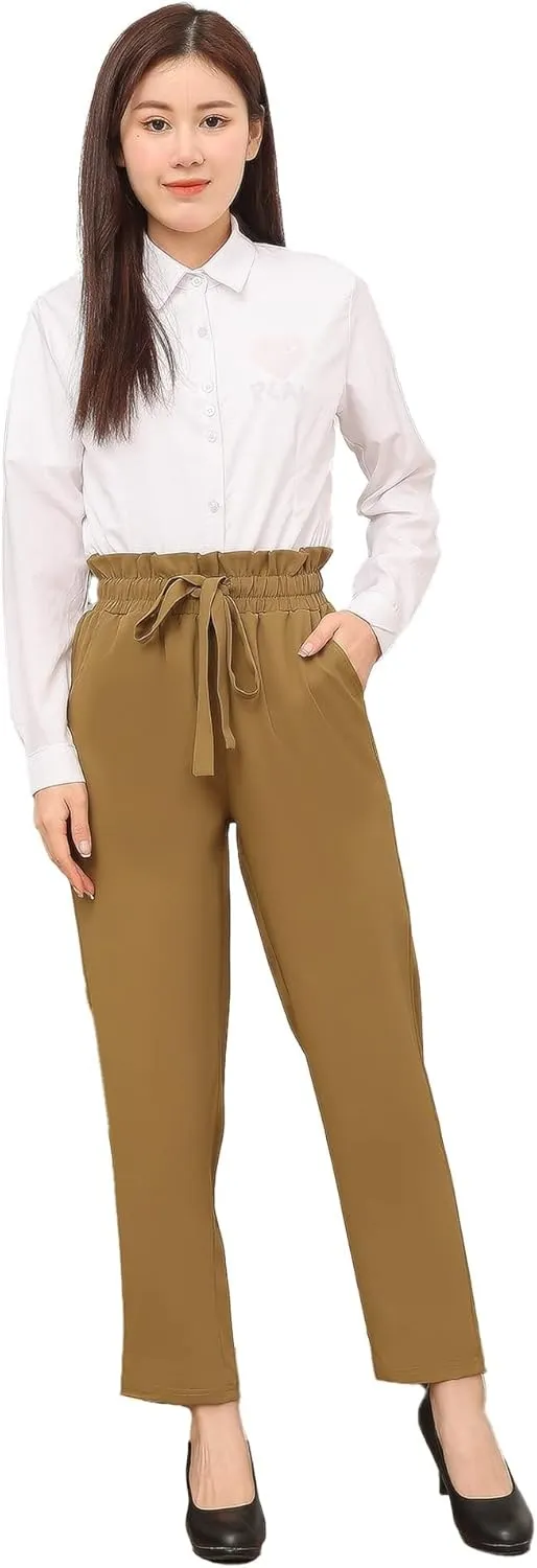Women Pencil Pants, Women Casual, Paper Bag Waist Pants,Suitable for Wearing in Offices, Schools and Companies
