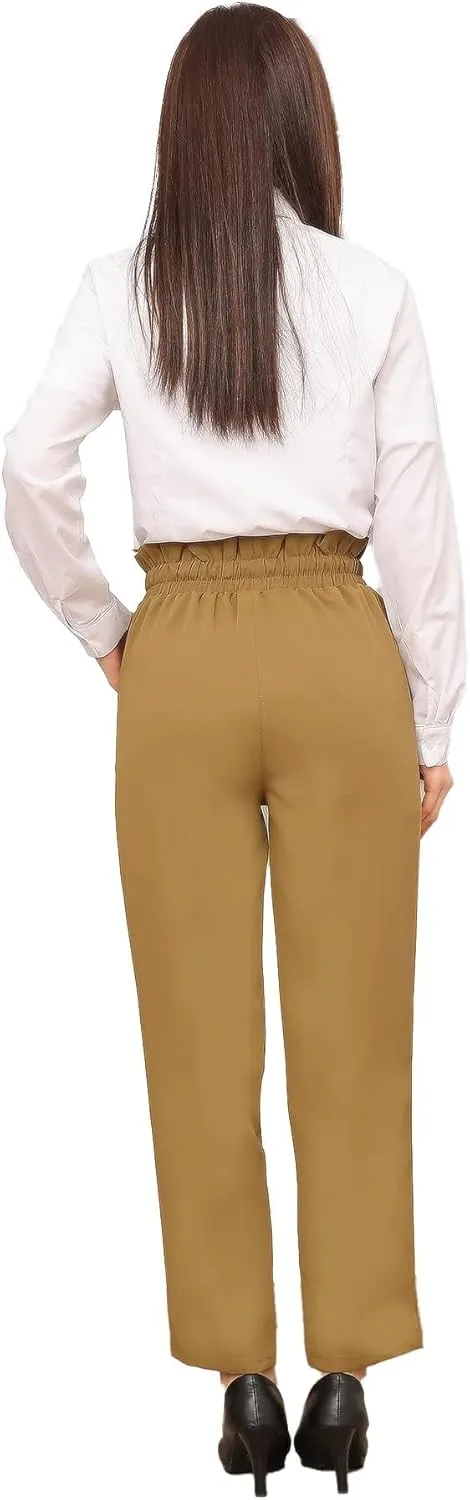 Women Pencil Pants, Women Casual, Paper Bag Waist Pants,Suitable for Wearing in Offices, Schools and Companies