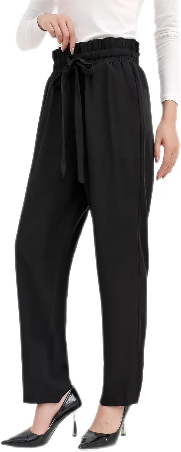 Women Pencil Pants, Women Casual, Paper Bag Waist Pants,Suitable for Wearing in Offices, Schools and Companies