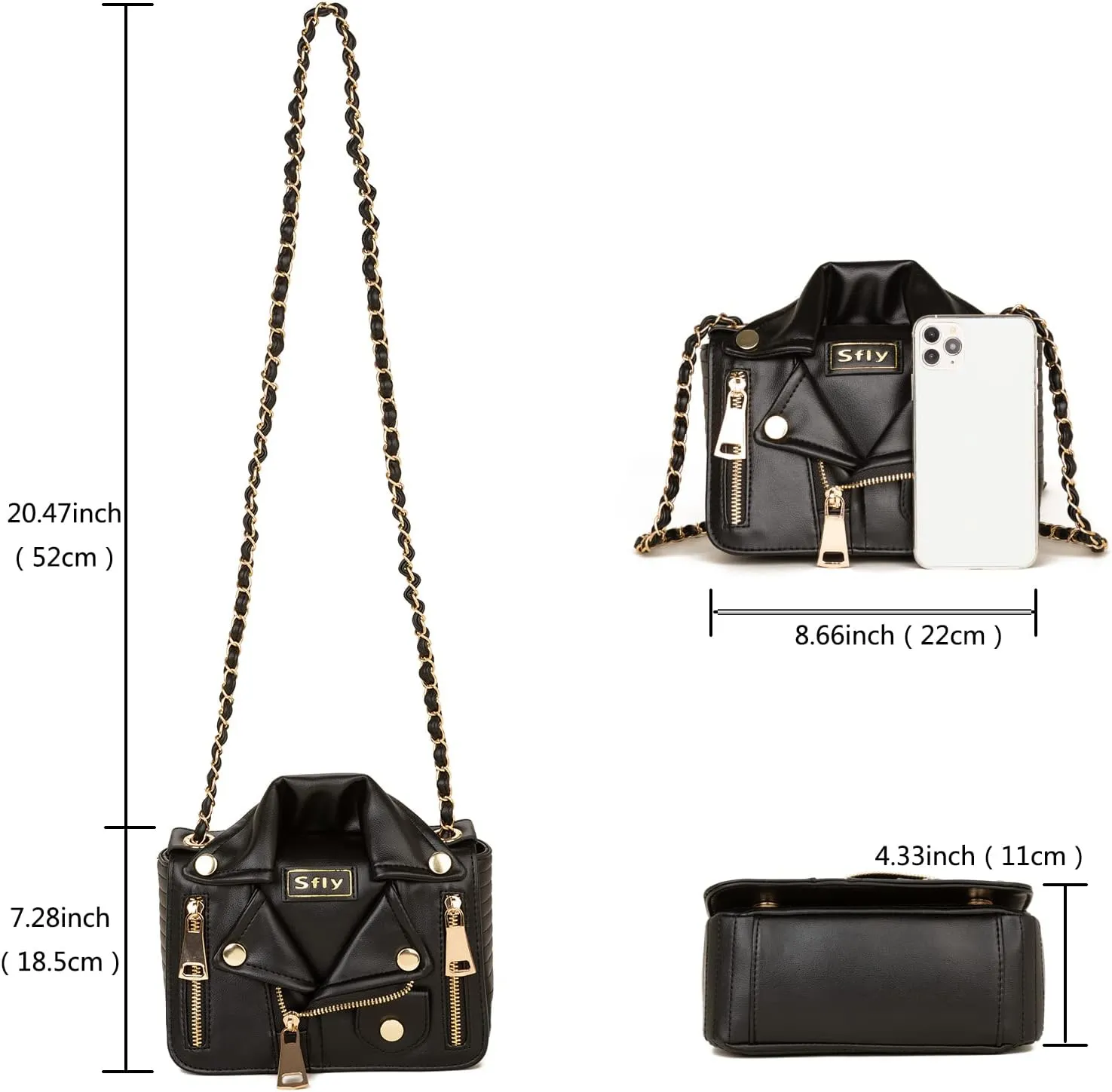 Women Satchel Chain Strap Shoulder Bag Leather Crossbody Handbags Ladies Evening Clutch Purse Unique Cute Jacket Bag