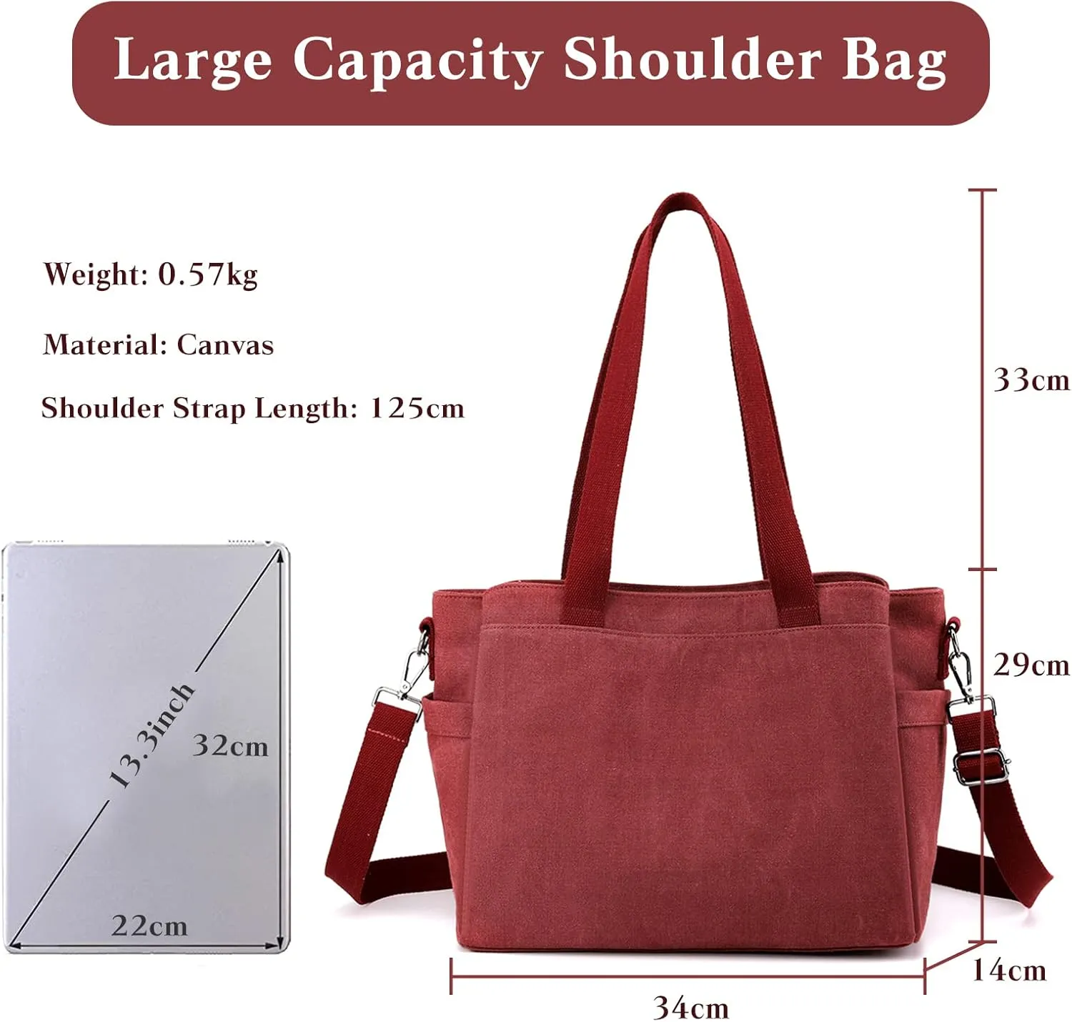 Women Shoulder Bag Crossbody Bag Canvas Handbag Top Handle Bag Casual Messenger Bag