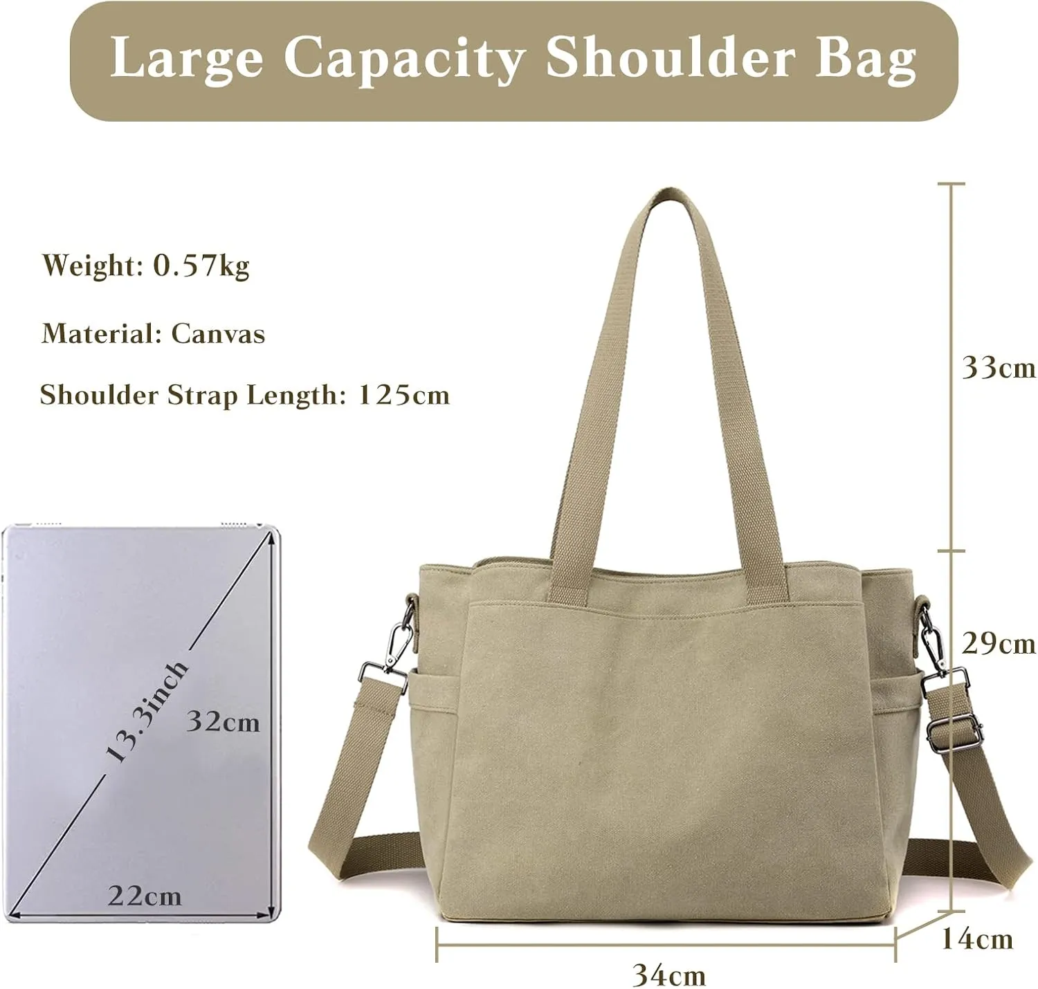 Women Shoulder Bag Crossbody Bag Canvas Handbag Top Handle Bag Casual Messenger Bag