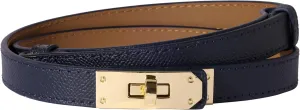 Women Skinny Leather Belt Solid Color Alloy Turn Lock Adjustable Waistband for Dresses Jeans Coats