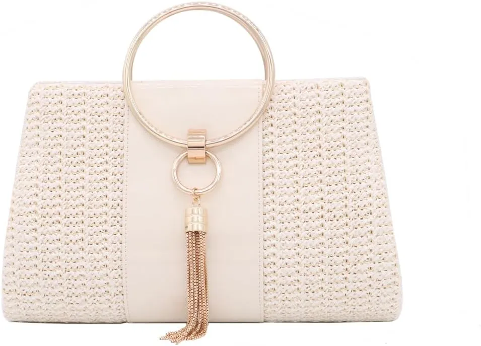 Women Straw Bag Evening Clutch Purse Elegant Handbags Formal Party Clutches Purses for Wedding/Prom/Cocktail