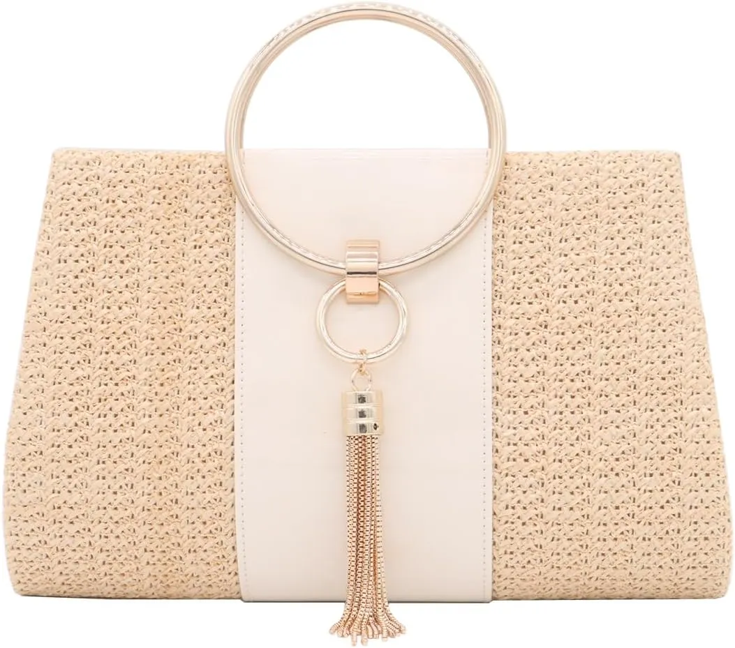 Women Straw Bag Evening Clutch Purse Elegant Handbags Formal Party Clutches Purses for Wedding/Prom/Cocktail