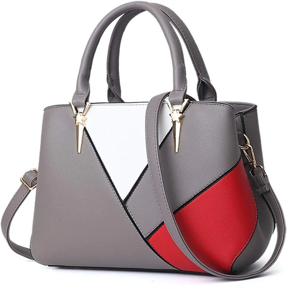 Women Top Handle Bag, Stitching Contrast Color Design Handbags Shoulder Crossbody