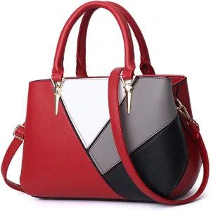Women Top Handle Bag, Stitching Contrast Color Design Handbags Shoulder Crossbody