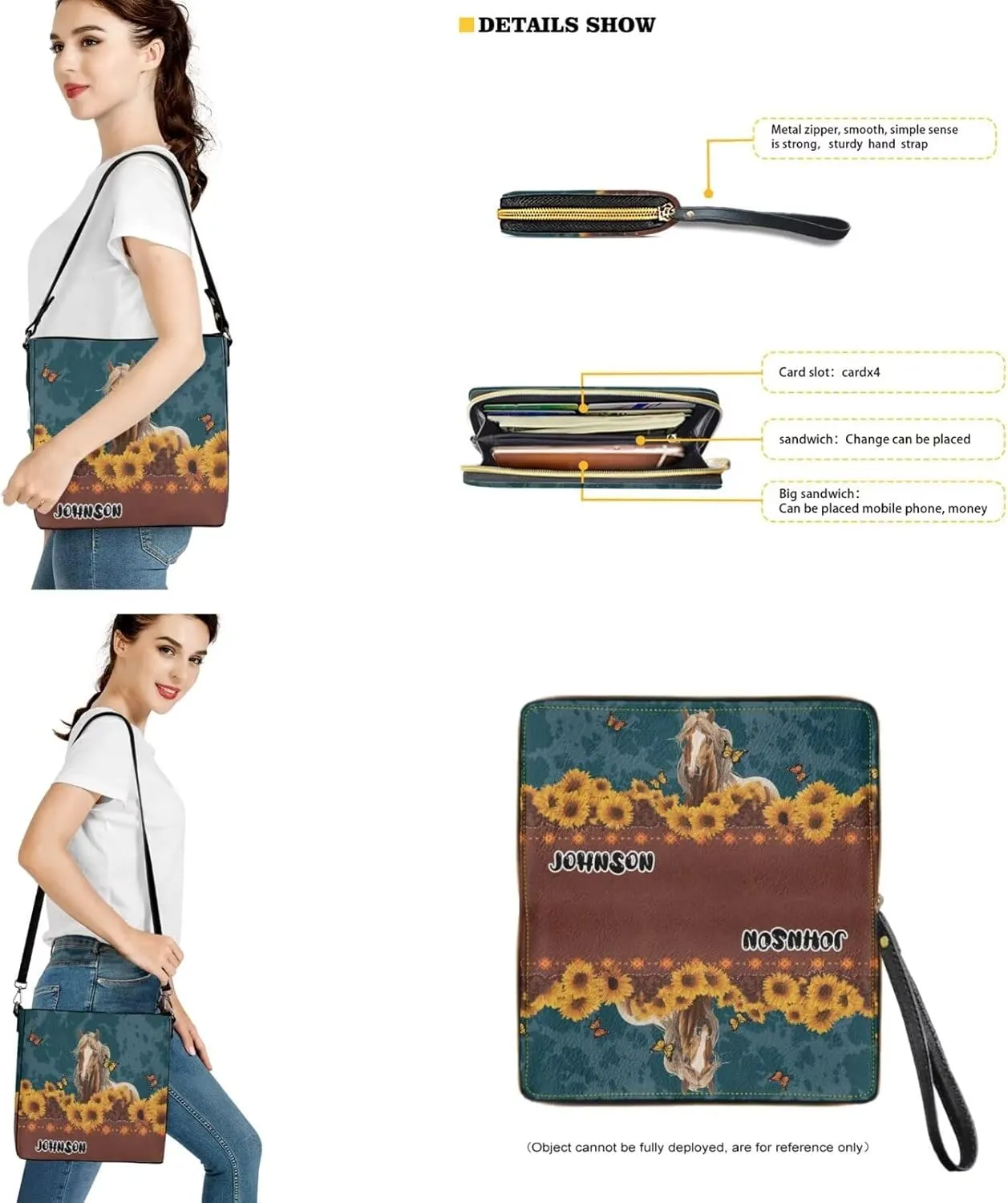 Womens Bucket Crossbody Bag Set Customized Leather Crossbody Handbag with Wrist Wallet for Shopping Travel