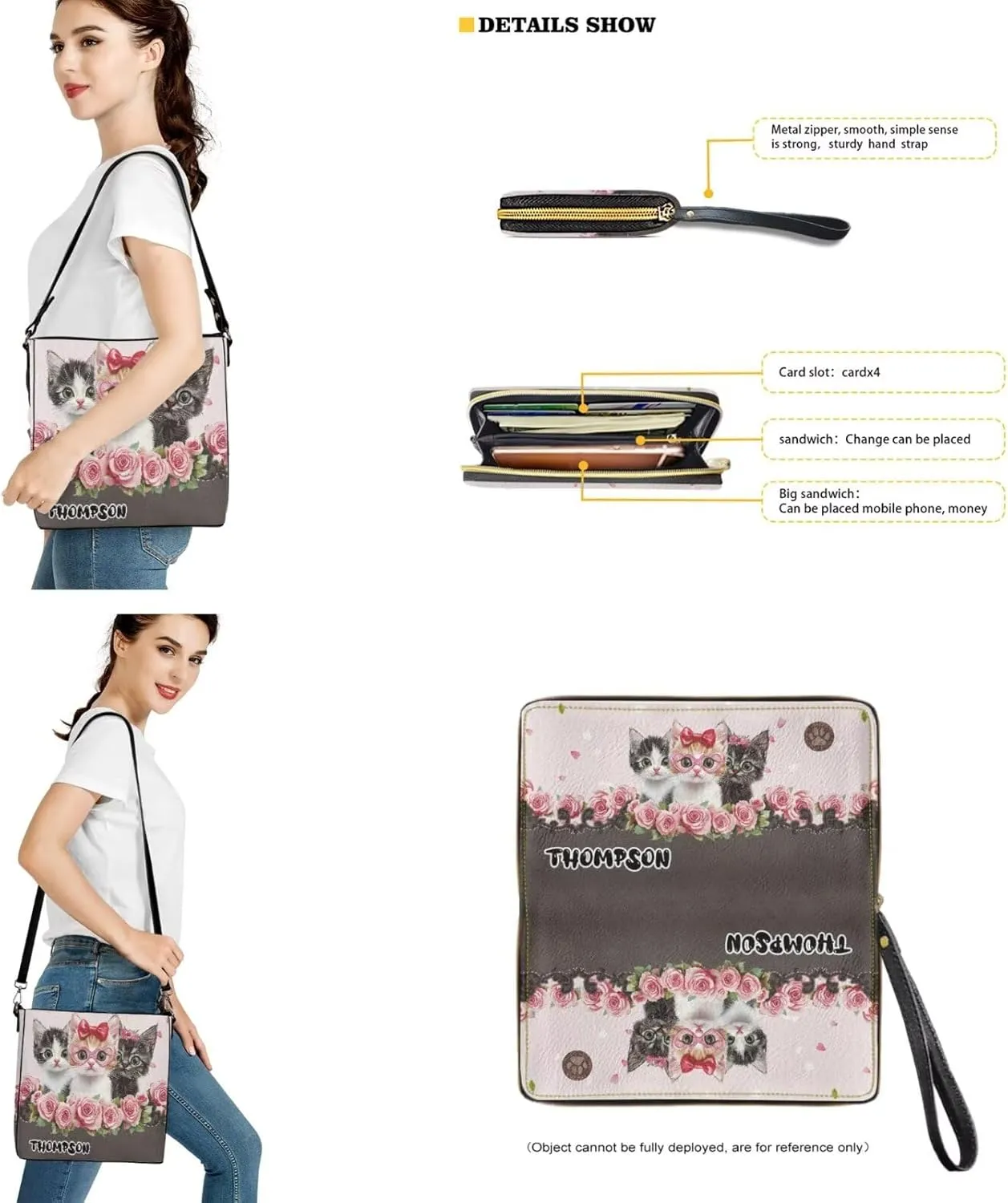Womens Bucket Crossbody Bag Set Customized Leather Crossbody Handbag with Wrist Wallet for Shopping Travel