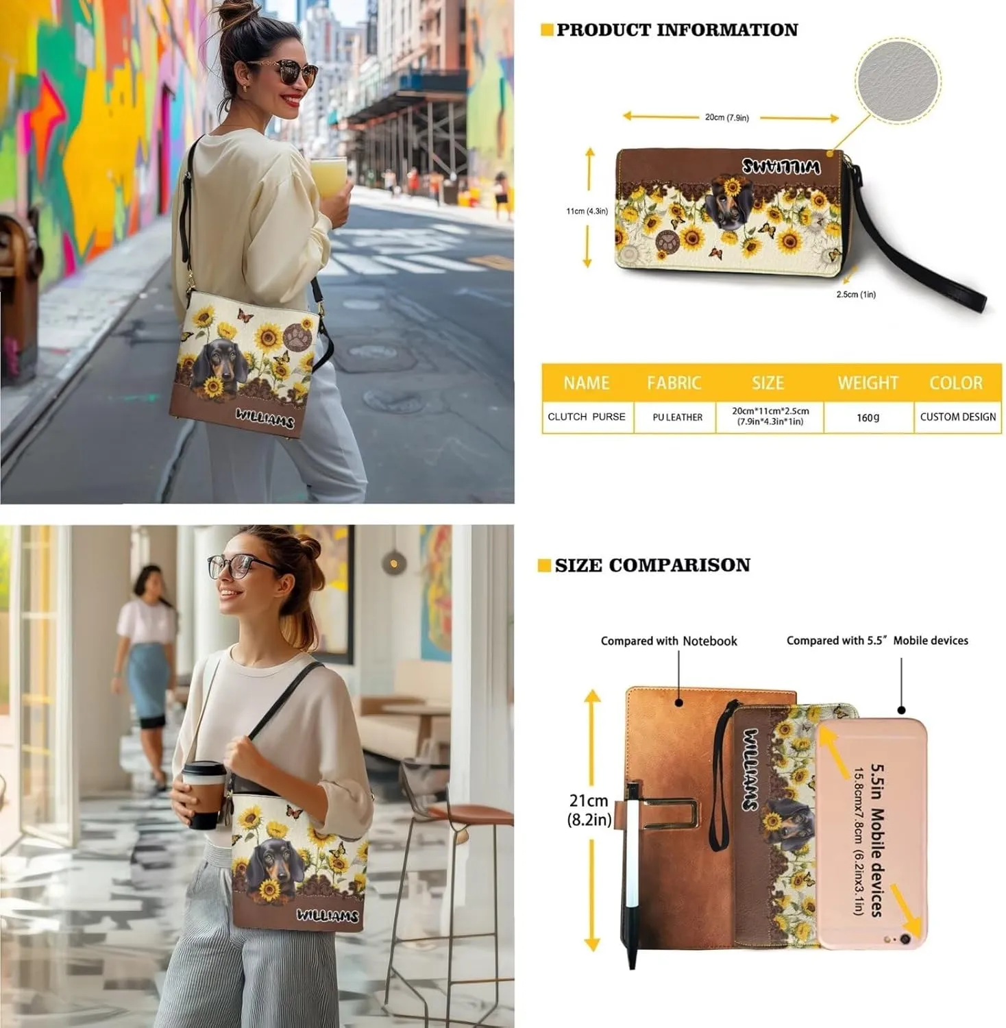 Womens Bucket Crossbody Bag Set Customized Leather Crossbody Handbag with Wrist Wallet for Shopping Travel