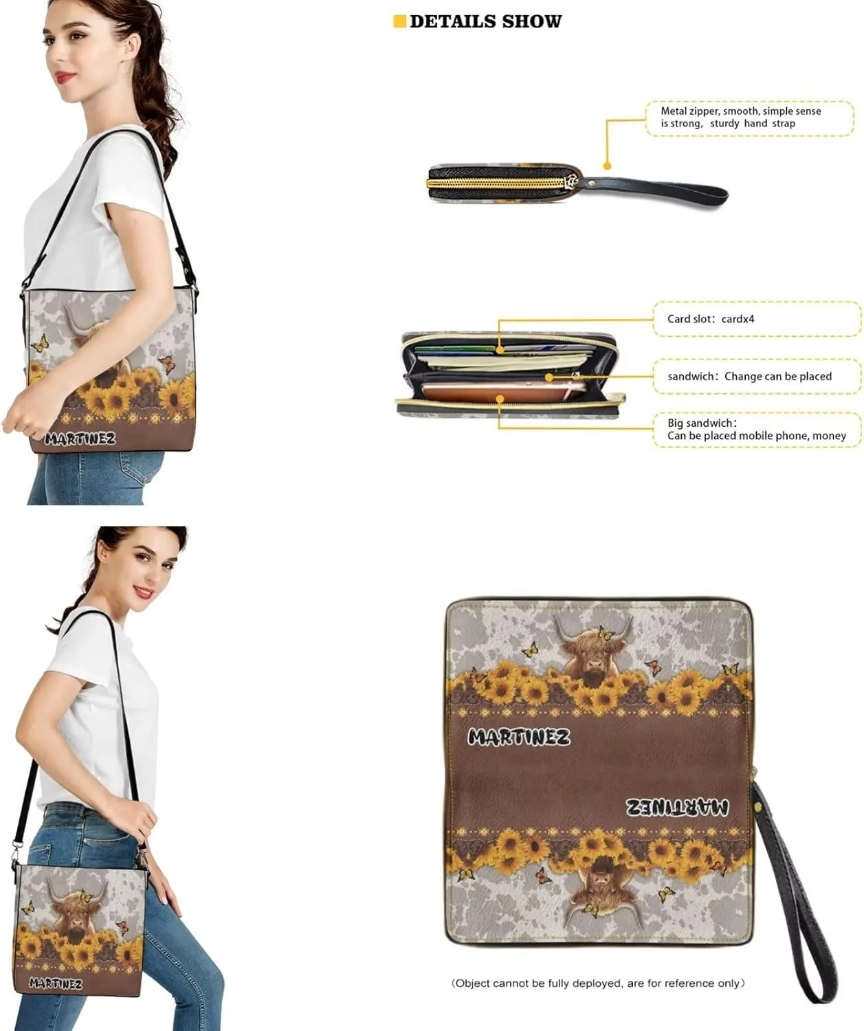 Womens Bucket Crossbody Bag Set Customized Leather Crossbody Handbag with Wrist Wallet for Shopping Travel
