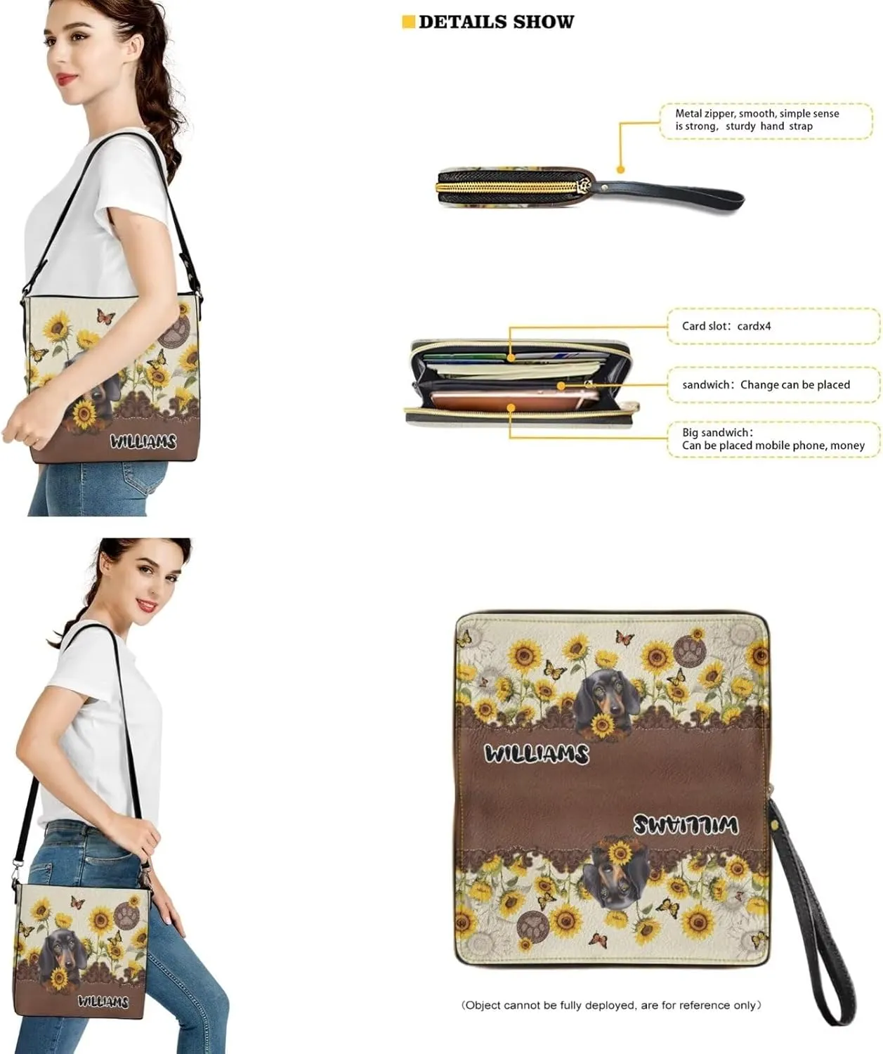 Womens Bucket Crossbody Bag Set Customized Leather Crossbody Handbag with Wrist Wallet for Shopping Travel