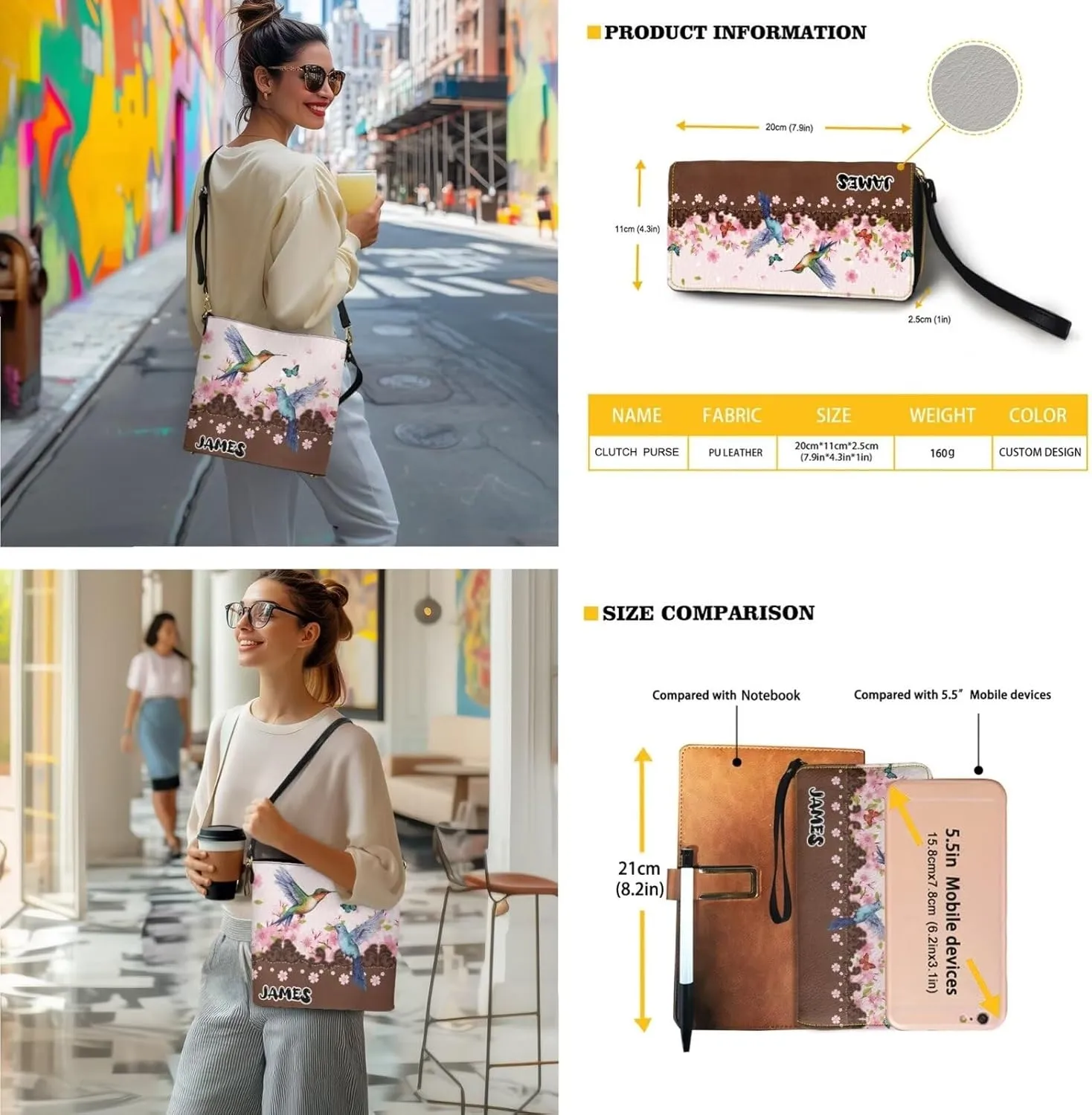 Womens Bucket Crossbody Bag Set Customized Leather Crossbody Handbag with Wrist Wallet for Shopping Travel