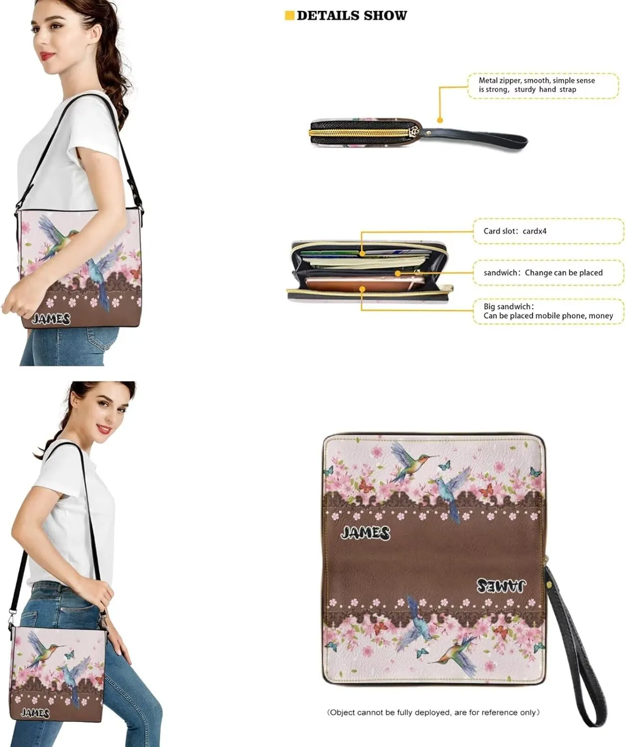 Womens Bucket Crossbody Bag Set Customized Leather Crossbody Handbag with Wrist Wallet for Shopping Travel