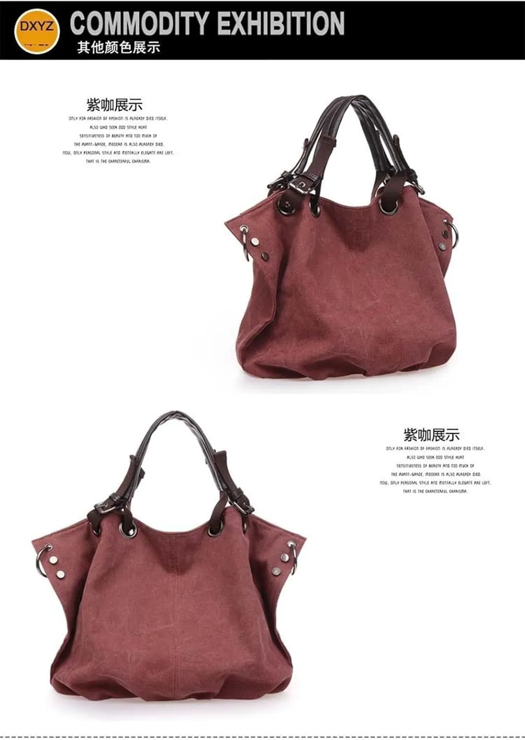 Women's Canvas Bag Large Capacity Handbag Shoulder Messenger Bag(B)