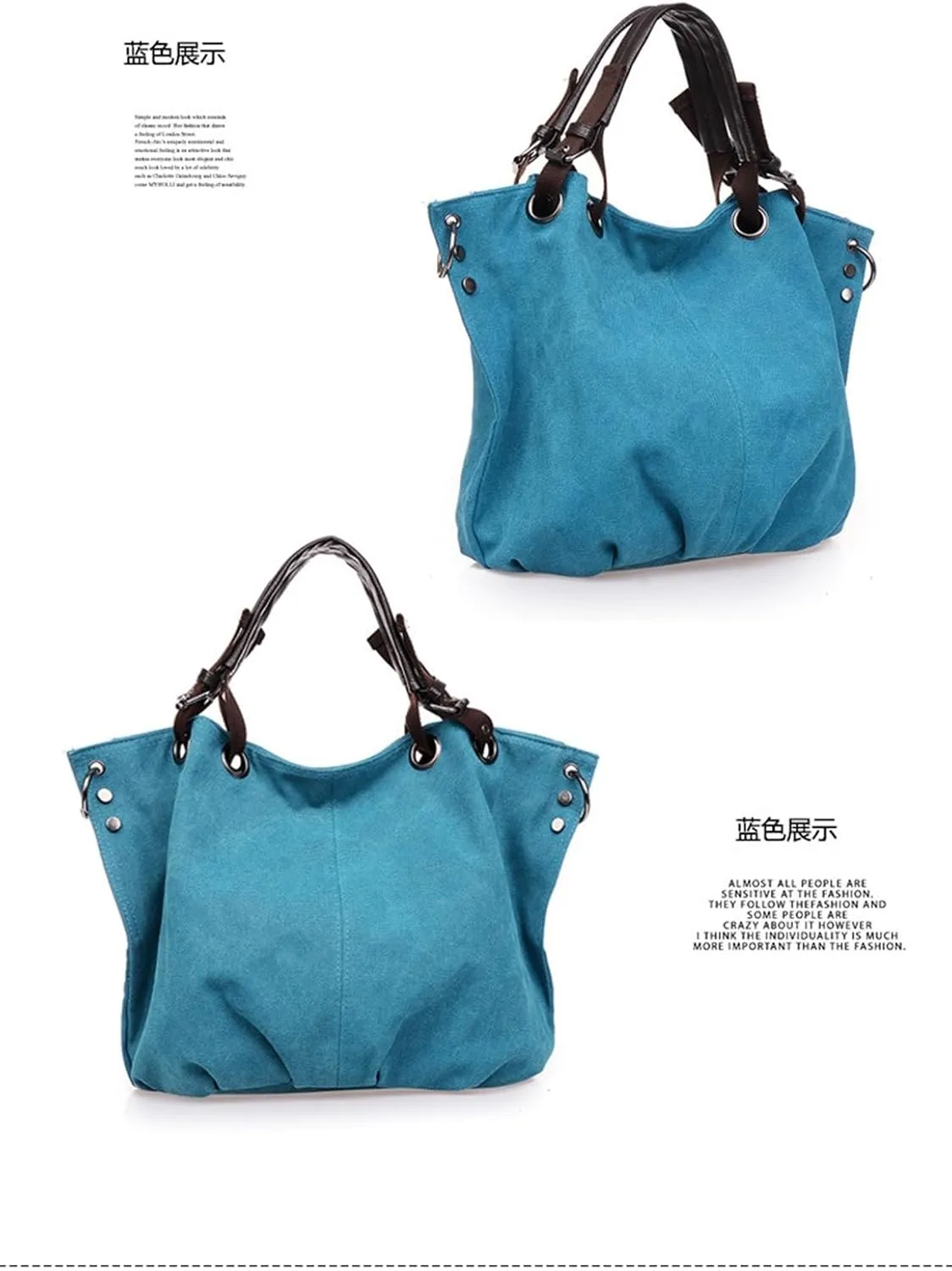 Women's Canvas Bag Large Capacity Handbag Shoulder Messenger Bag(B)