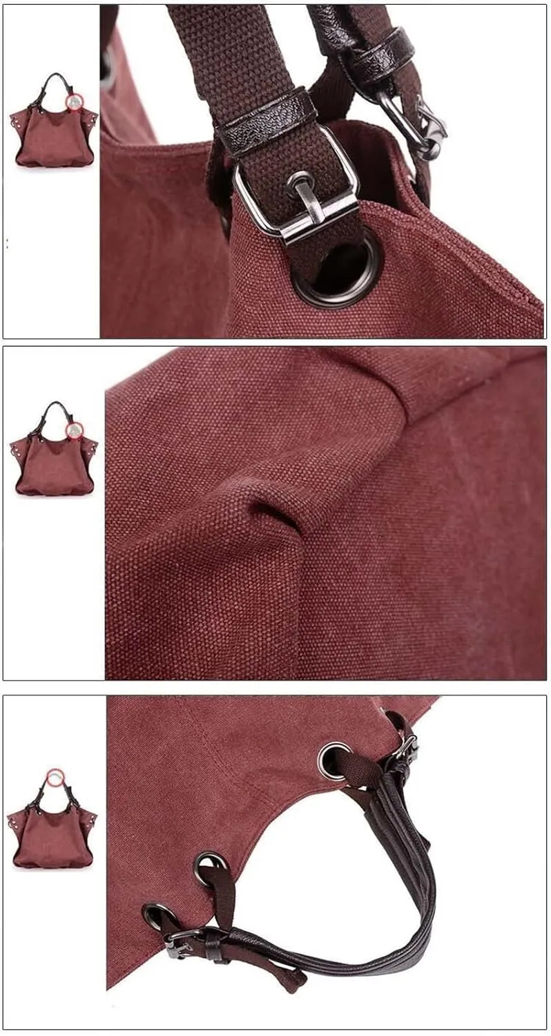 Women's Canvas Bag Large Capacity Handbag Shoulder Messenger Bag(B)